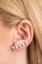 Load image into Gallery viewer, Drop-Top Attitude - White and Silver Earrings- Paparazzi Accessories