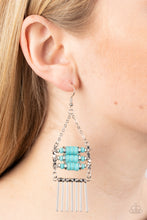 Load image into Gallery viewer, Tribal Tapestry - Blue and Silver Earrings- Paparazzi Accessories