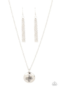 Monarch Meadow - Silver Necklace- Paparazzi Accessories