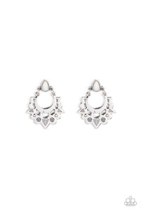 Earthy Zeal - White and Silver Earrings- Paparazzi Accessories