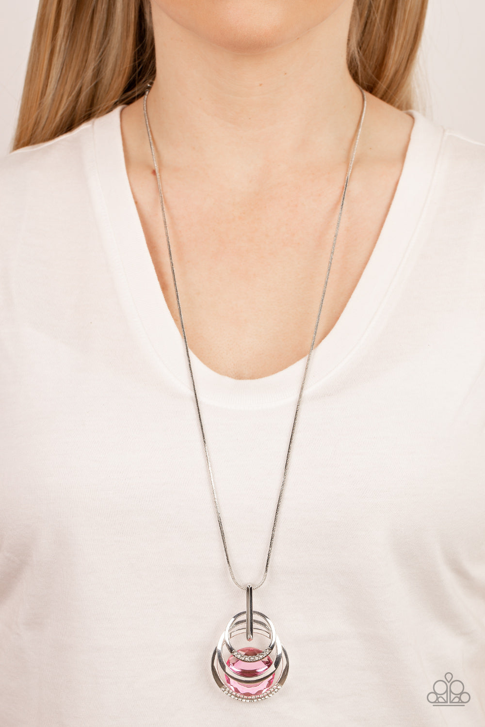 Spun Sparkle - Pink and Silver Necklace- Paparazzi Accessories