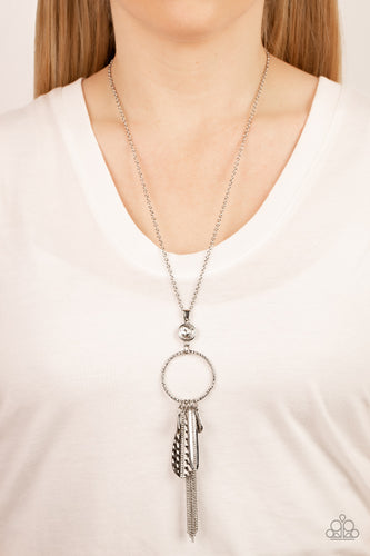 Tastefully Tasseled - White and Silver Necklace- Paparazzi Accessories