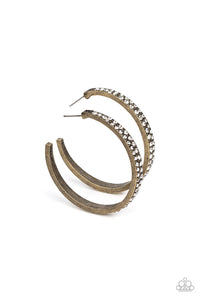 Tick, Tick, Boom! - Brass Earrings- Paparazzi Accessories