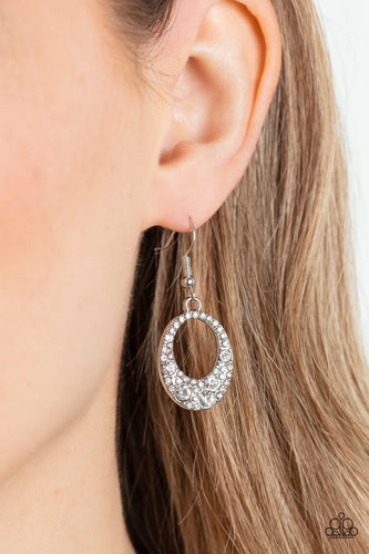Showroom Sizzle - White and Silver Earrings- Paparazzi Accessories