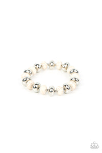 Stone Age Aesthetic - White and Silver Bracelet- Paparazzi Accessories