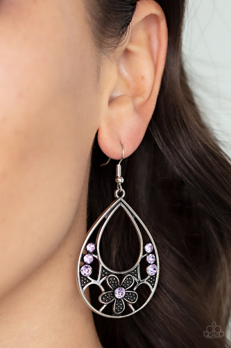 Meadow Marvel - Purple and Silver Earrings- Paparazzi Accessories