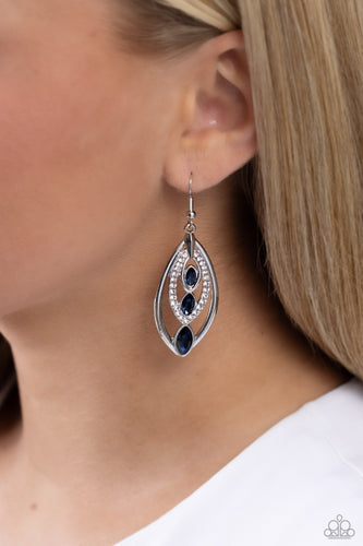 Extra Exuberant - Blue and Silver Earrings- Paparazzi Accessories