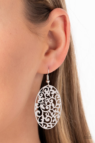 Secret Orchards - Silver Earrings- Paparazzi Accessories