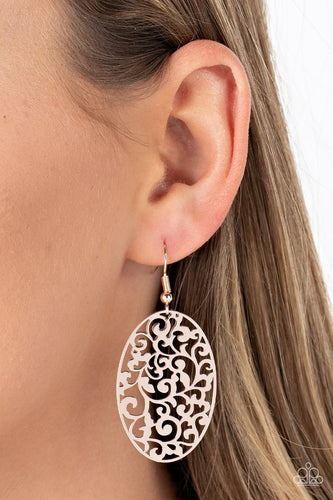 Secret Orchards - Rose Gold Earrings- Paparazzi Accessories