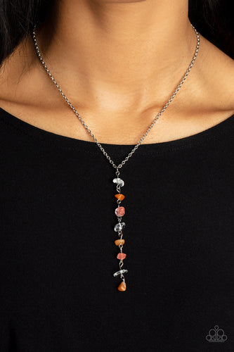 Tranquil Tidings - Orange and Silver Necklace- Paparazzi Accessories