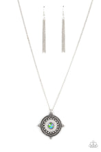 Load image into Gallery viewer, Compass Composure - Green and Silver Necklace- Paparazzi Accessories