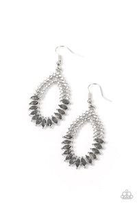 Lucid Luster - White and Silver Earrings- Paparazzi Accessories