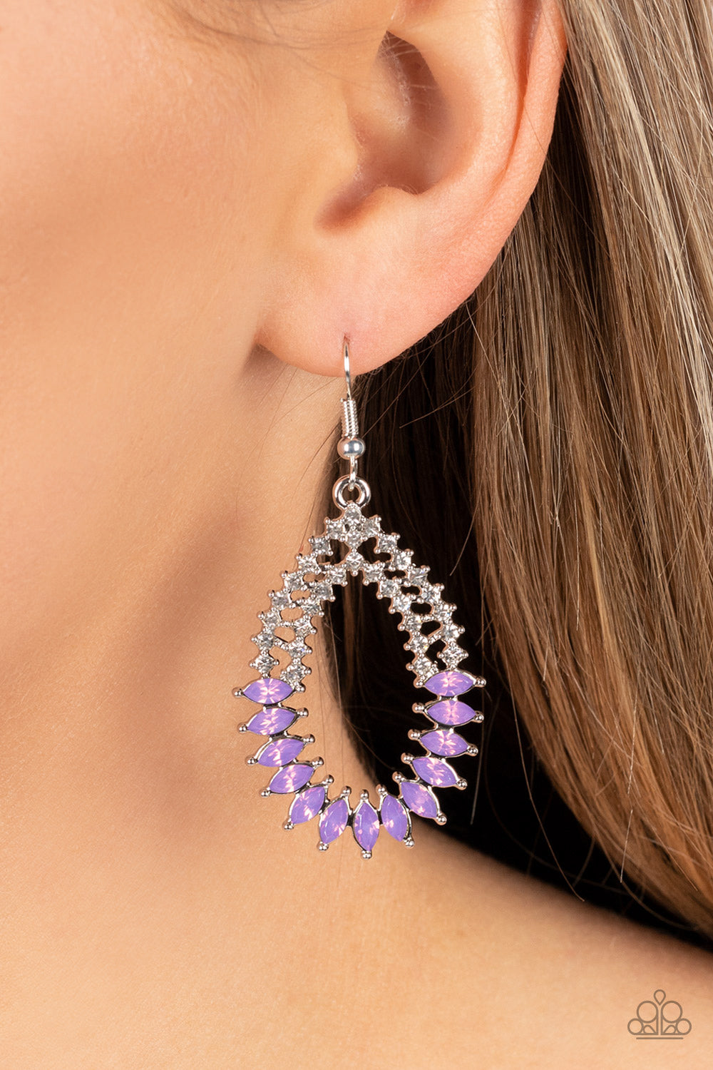 Lucid Luster - Purple and Silver Earrings- Paparazzi Accessories