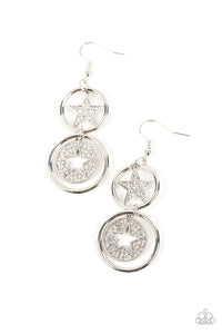 Liberty and SPARKLE for All - White and Silver Earrings- Paparazzi Accessories