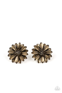 Daisy Dilemma - Brass Earrings- Paparazzi Accessories