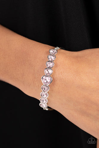 Lusty Luster - Pink and Silver Bracelet- Paparazzi Accessories