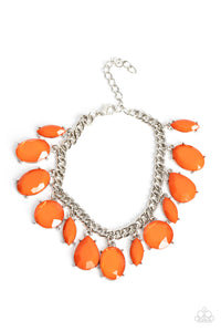 Serendipitous Shimmer - Orange and Silver Bracelet- Paparazzi Accessories
