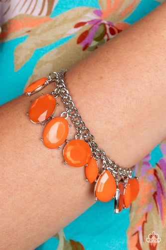 Serendipitous Shimmer - Orange and Silver Bracelet- Paparazzi Accessories