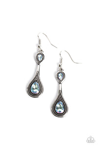 Dazzling Droplets - Blue and Silver Earrings- Paparazzi Accessories