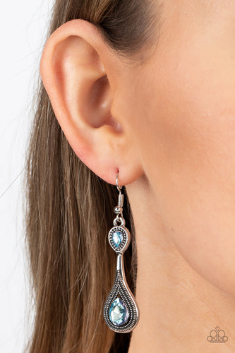 Dazzling Droplets - Blue and Silver Earrings- Paparazzi Accessories