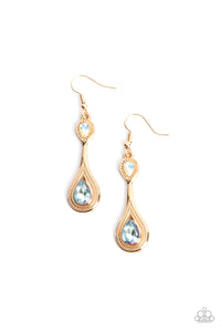 Dazzling Droplets - Multicolored Gold Earrings- Paparazzi Accessories