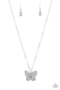 Flutter Forte - White and Silver Necklace- Paparazzi Accessories
