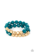 Load image into Gallery viewer, Grecian Glamour - Blue and Gold Bracelet- Paparazzi Accessories