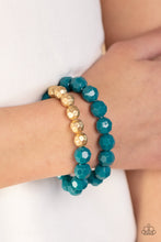 Load image into Gallery viewer, Grecian Glamour - Blue and Gold Bracelet- Paparazzi Accessories