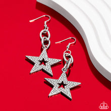 Load image into Gallery viewer, Cosmic Celebrity - White and Silver Earrings- Paparazzi Accessories