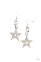 Load image into Gallery viewer, Cosmic Celebrity - White and Silver Earrings- Paparazzi Accessories