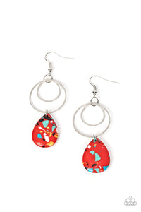 Terrazzo Tempo - Red and Silver Earrings- Paparazzi Accessories