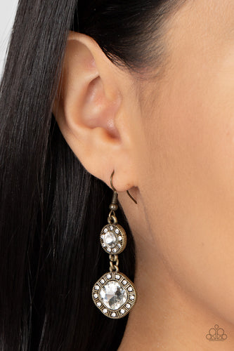 Modern Motives - White and Brass Earrings- Paparazzi Accessories