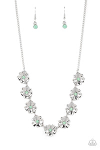 Petunia Palace - Green and Silver Necklace- Paparazzi Accessories