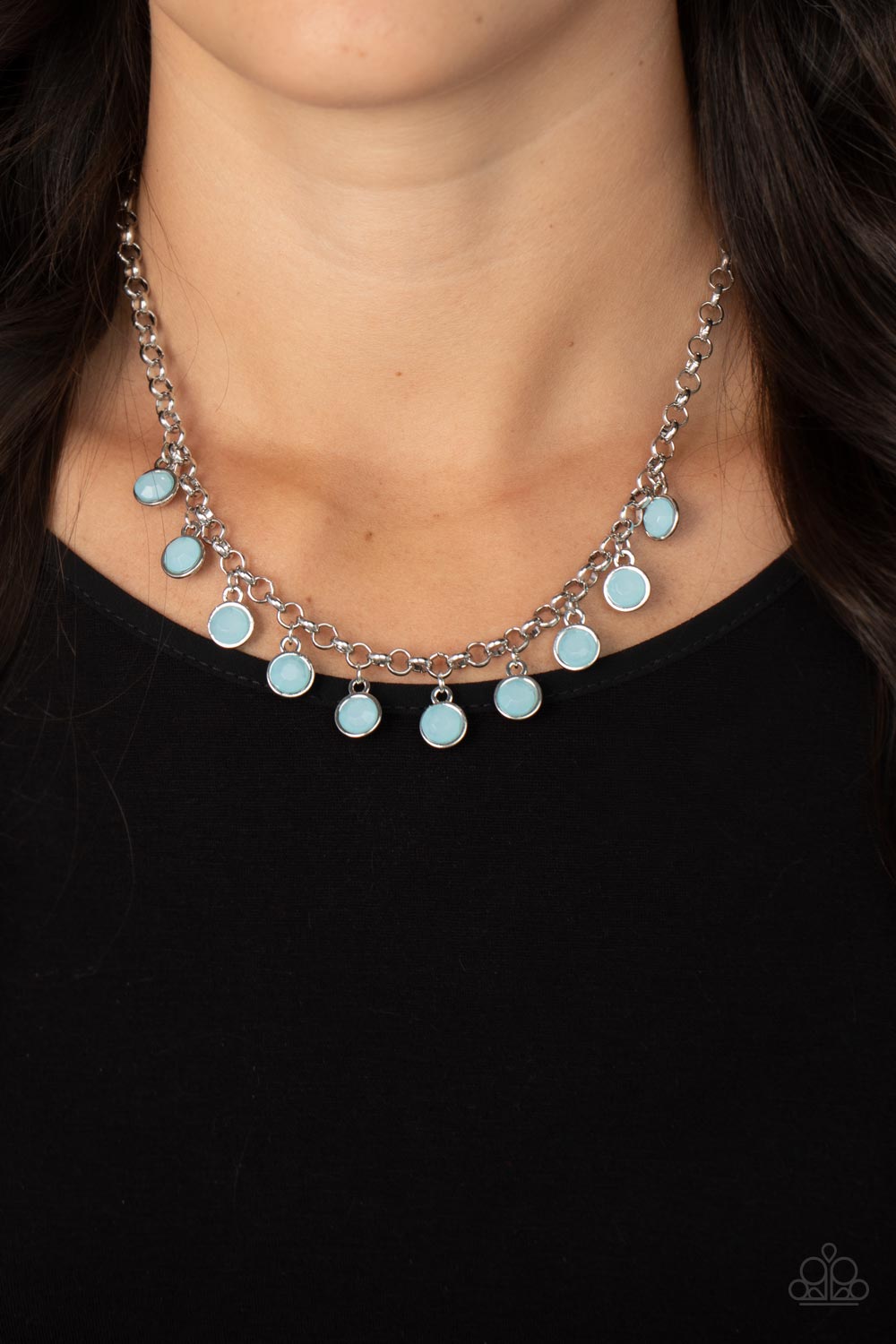 Moonbeam Magic - Blue and Silver Necklace- Paparazzi Accessories