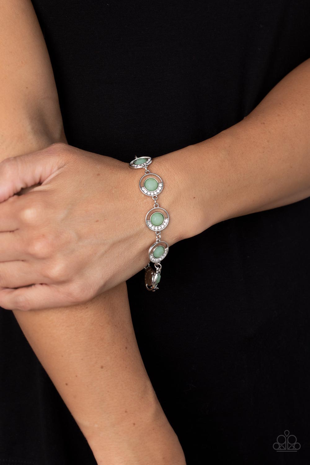Twinkling Trajectory - Green and Silver Bracelet- Paparazzi Accessories
