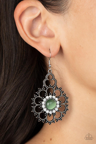 Floral Renaissance - Green and Silver Earrings- Paparazzi Accessories