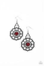 Load image into Gallery viewer, Floral Renaissance - Red and Silver Earrings- Paparazzi Accessories