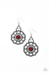 Floral Renaissance - Red and Silver Earrings- Paparazzi Accessories