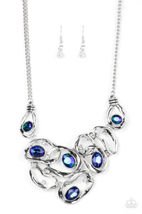 Warp Speed - Blue and Silver Necklace- Paparazzi Accessories