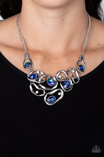 Warp Speed - Blue and Silver Necklace- Paparazzi Accessories