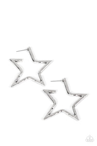 All-Star Attitude - Silver Earrings- Paparazzi Accessories