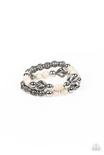 Load image into Gallery viewer, Sagebrush Saga - White and Silver Bracelet- Paparazzi Accessories