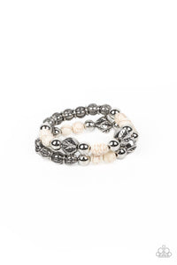 Sagebrush Saga - White and Silver Bracelet- Paparazzi Accessories