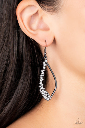 Sparkly Side Effects - White and Gunmeal Earrings- Paparazzi Accessories