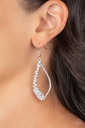 Sparkly Side Effects - White and Silver Earrings- Paparazzi Accessories