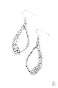 Sparkly Side Effects - White and Silver Earrings- Paparazzi Accessories