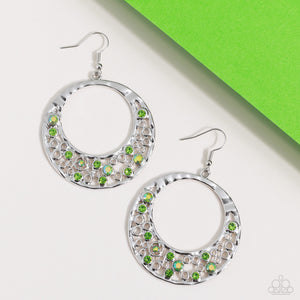 Enchanted Effervescence - Green and Silver Earrings- Paparazzi Accessories