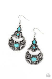 Sahara Samba - Blue and Silver Earrings- Paparazzi Accessories