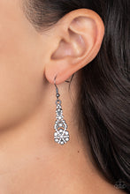 Load image into Gallery viewer, GLITZY on All Counts - White and Gunmetal Earrings- Paparazzi Accessories