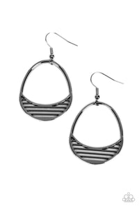 Segmented Shimmer - Gunmetal Earrings- Paparazzi Accessories